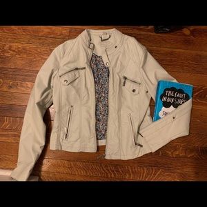Jou Jou' Faux-Leather Jacket - Large Off white